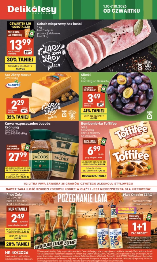 Delikatesy Centrum gazetka od 01.10.2026 - Tygodniowe okazje od czwartku